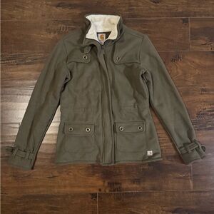 Carhartt WK111 Sherpa Lined Collar Full Zip Jacket Green Women's Size Small